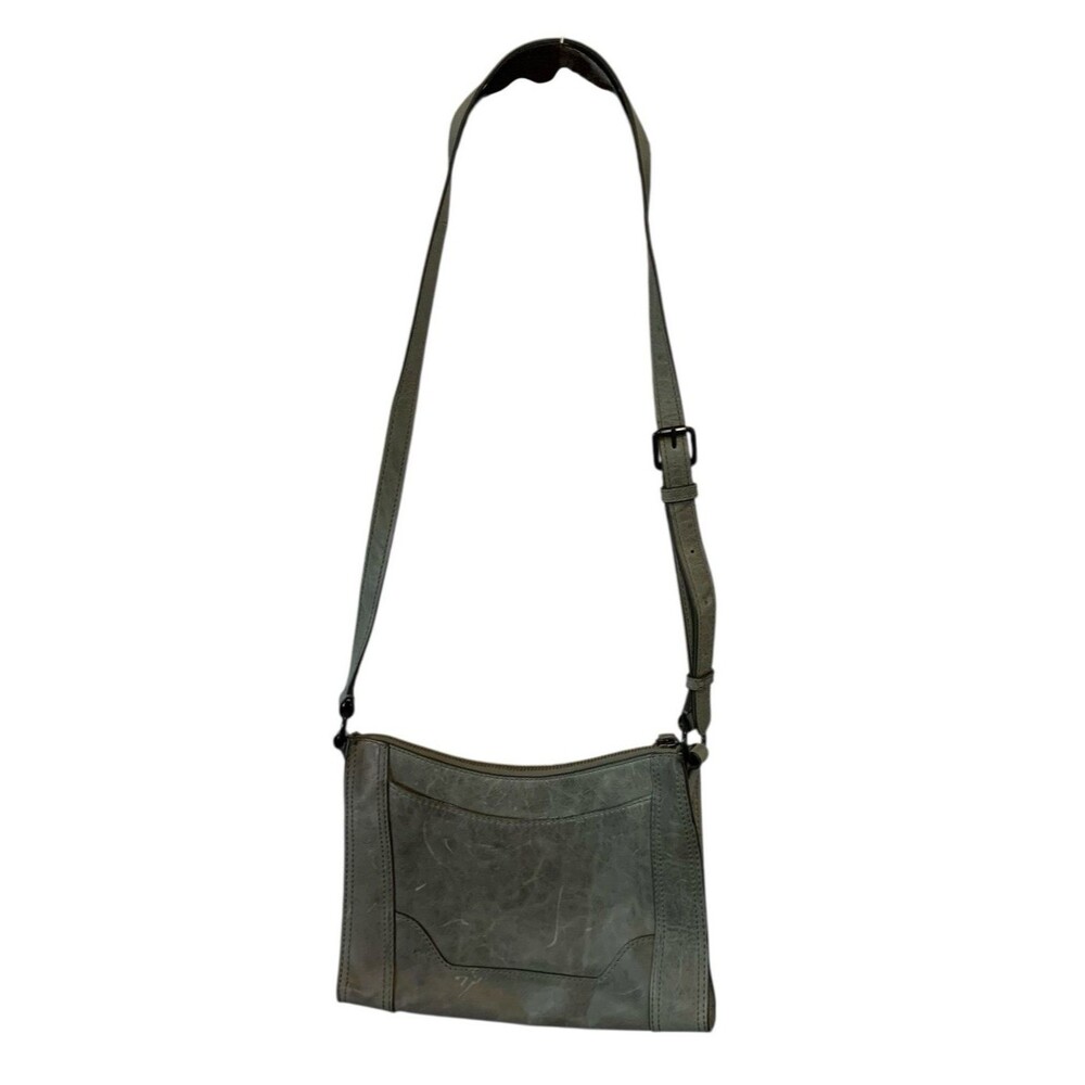 FRYE Melissa Zip Crossbody Genuine Leather Saddle Shoulder Bag Carbon Gray